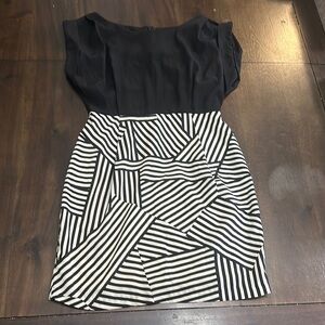 Elegant Black and White Striped Dress